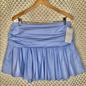 NWT Zara Light Blue Cotton Mini Ruffle Skirt Size Large w/ layered waist